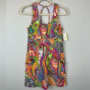 NWT Trina Turk Recreation Active Built in Bra Paisley Mini Dress Size XS